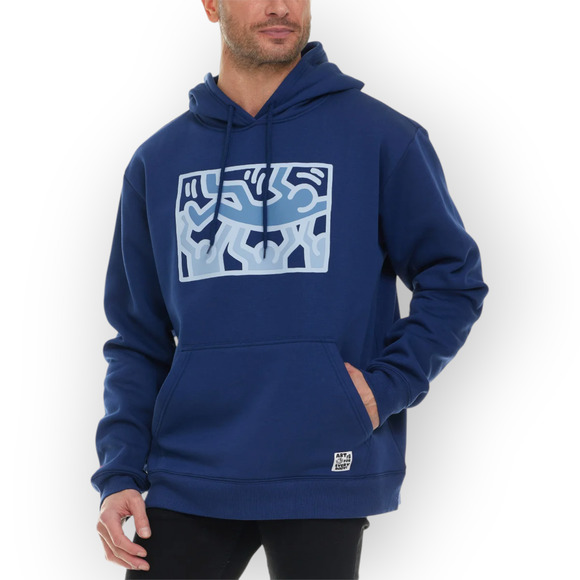 NEW Large Keith Haring Art UNTITLED 1987 DANCE Hoodie Navy - Picture 11 of 14